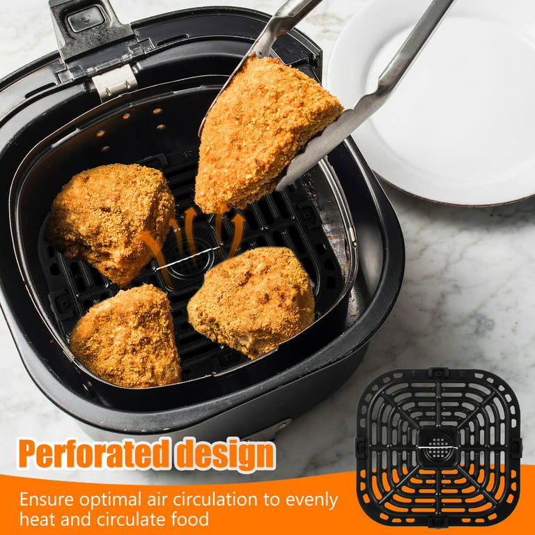 Relax Love Air Fryer Crisper Plate Stainless Steel Nonstick Air Fryer Grill Plate Reusable Dishwasher Safe Air Fryer Replacement Parts with Rubber