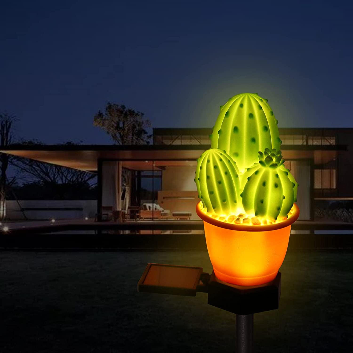 Solar Garden Stakes Lights, Cactus Lawn Waterproof Lamp Ground Lights