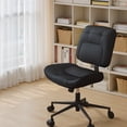 thumbnail image 3 of Erinnyees Black Armless Office Chair: PU Leather Mid-Back, Adjustable Height & 360° Swivel Rolling Desk Chair for Home & Small Spaces, 3 of 9
