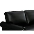 thumbnail image 6 of Modern PU Leather Seat Chair, Loveseat Couch with Silver Nails Head Trim and Retro Solid Wood Legs, Lounge Chair with Round Armrest for Living Room, Bedroom, Office and Apartment, Black, 6 of 9