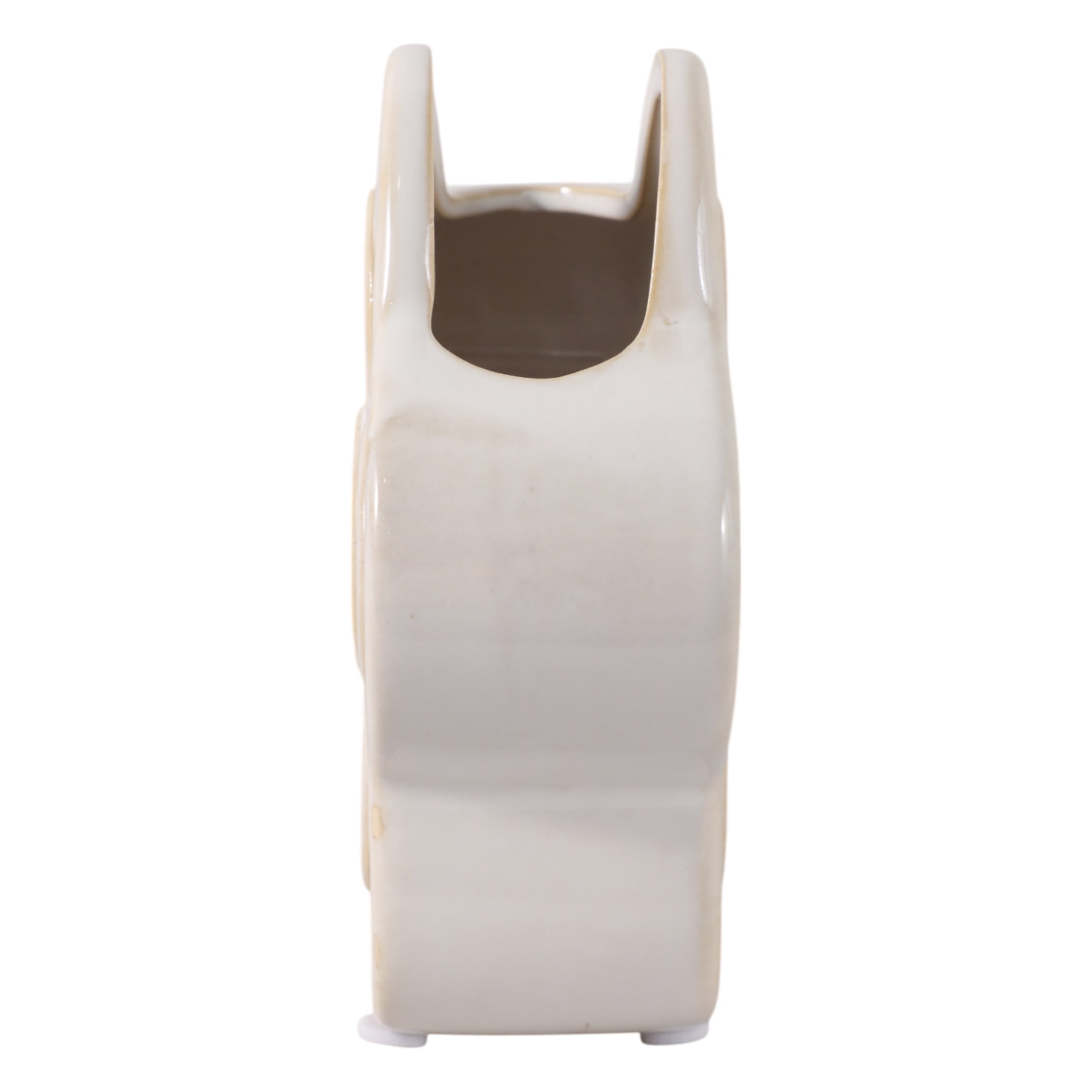 Decorative Ceramic Flower Shape Desktop Organizer for Home Decor - Small Desk Organizer for Office, Workspaces, or Storage - Stylish Office Accessory Decor for Bedroom or Bathroom - 6", Ivory & White