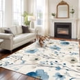 thumbnail image 3 of Rectangle Area Rug 6x9ft,Blue Flower Pastoral Wildflower Washable Carpet Non-Slip Runner Accent Rugs Indoor Floor Mat for Bedroom Living Room Decor,Watercolor Floral Leaves Plant, 3 of 8