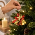 thumbnail image 4 of Christmas Bell Hanging Ornament Set Of 2 Golden Bell Decor with Angel and Bow for Christmas Tree Decor Wreath Indoor Holiday Home Decoration, 4 of 7