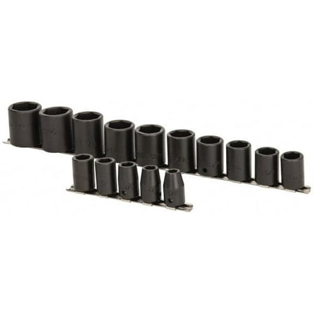 

Proto 15 Piece 1/2 Drive Impact Socket Set 6 Points 3/8 to 1-1/4 Range Measurement Standard