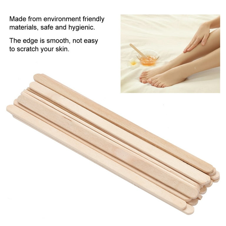 FAGINEY Wood Wax Stick,Wax Stick,50Pcs Disposable Wooden Depilatory Wax  Applicator Stick Spatula Hair Removal Tools 