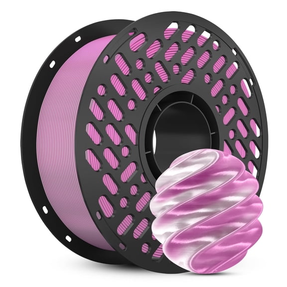 CaiLab PLA Silk Dual-Color 3D Printer Filaments, 2 Color Changing, 1.75mm, Pink & Silver
