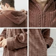 thumbnail image 3 of Flannel Hooded Bath robe Men's/Women's Thick Warm Zipper Long Bathrobe - Winter (Wine Red/Light Gray/Brown), 3 of 15