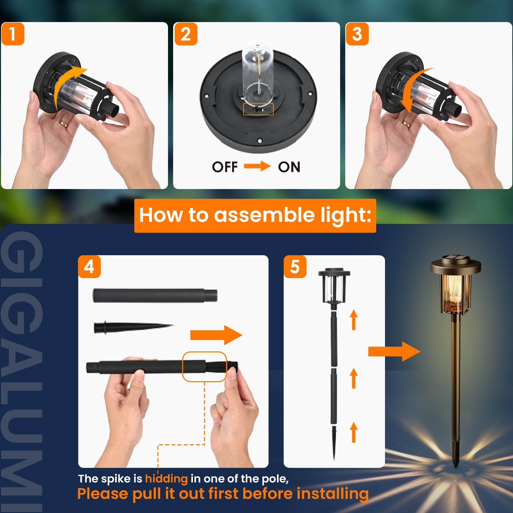 6 Pack Solar Powered Garden Lights, Waterproof IP65 Outdoor Pathway Lighting for Yard and Walkway, Warm White Solar Lights for Patio and Landscape