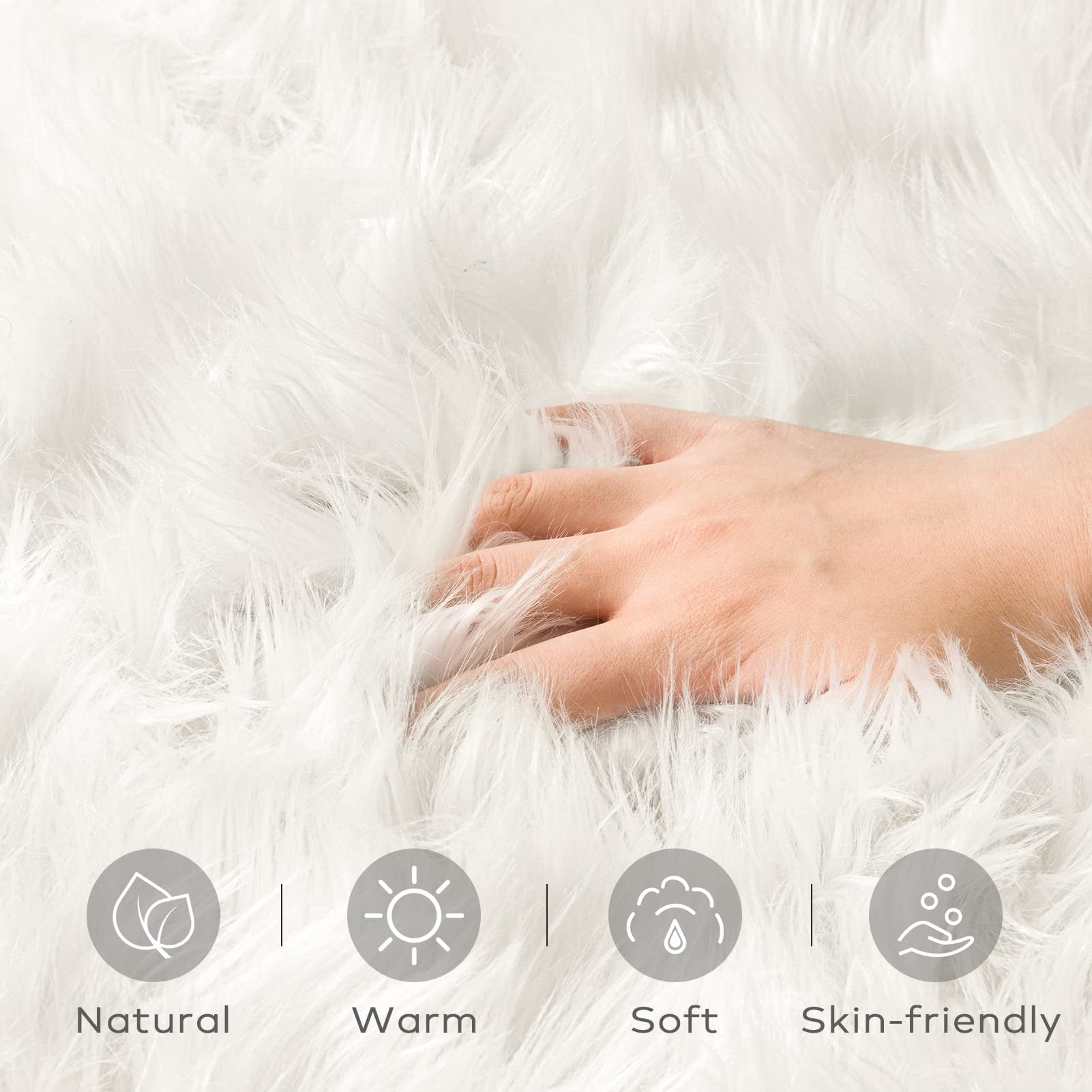 Phantoscope Valentine's Day Mother's Day Ultra Soft Heart Shaped Faux Sheepskin Area Rug, Non Slip Fluffy Modern Heart Carpet for Bedroom Living Room, White, 3x3 ft