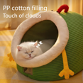 thumbnail image 3 of 2025 Warm Cat Bed for Winter, Portable Pet Bed with Handle, Green Soft Plush Dog Cat House for All Seasons, 3 of 5