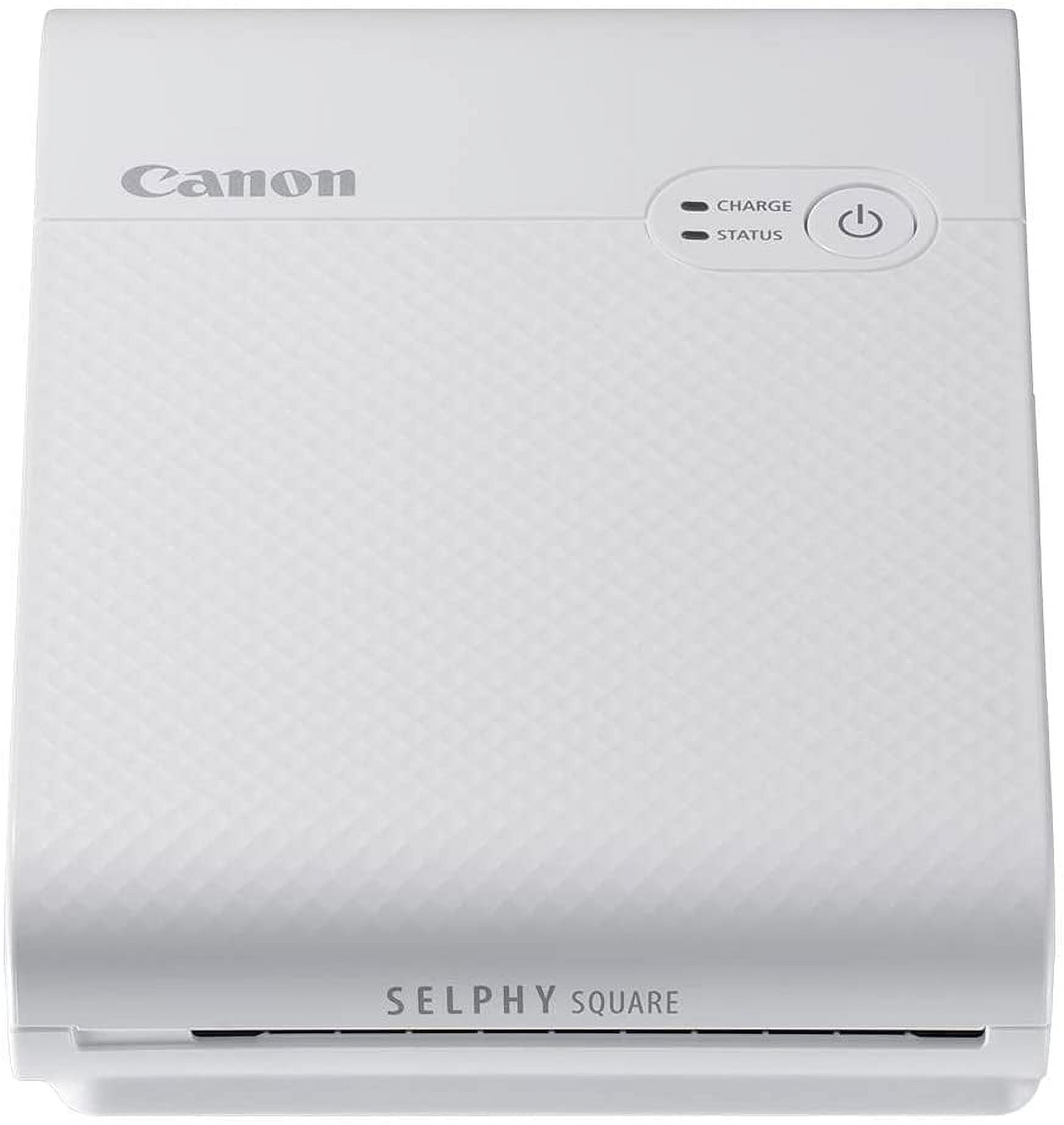 Canon SELPHY Square QX10 Portable Photo Printer, Wi-Fi Connectivity, USB Charging, Dye Sublimation Printing, 100 Year Print Life, Square Photo Paper, SELPHY Photo Layout App INTL Model (White)
