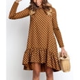 thumbnail image 1 of Vestido de mujer, vestido holgado con estampado de lunares y dobladillo con volantes, calidad inigualable, 1 of 4