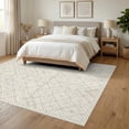 thumbnail image 3 of ODIKA 6'x9' Ultra-Soft Area Rug, Abstract Palette Interlocking Structured Symmetry Pale None Washable, Bare feet friendly, Silk-Touch for Guest Room, Bedroom, 3 of 7