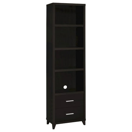 Plethoria Home Cappuccino Media Tower with Shelves and Drawers