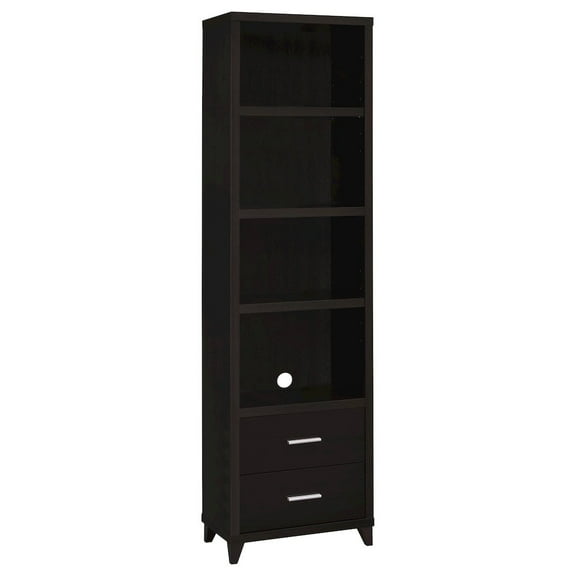 Plethoria Home Cappuccino Media Tower with Shelves and Drawers