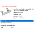 thumbnail image 2 of Front Left Door Handle - Compatible with 1977 - 1979 Chevy Impala 1978, 2 of 2