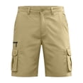 thumbnail image 6 of XFeng Men Black Cargo Shorts Zipper Button Pockets Loose Knee‑Length Casual Outdoor Shorts, 6 of 6