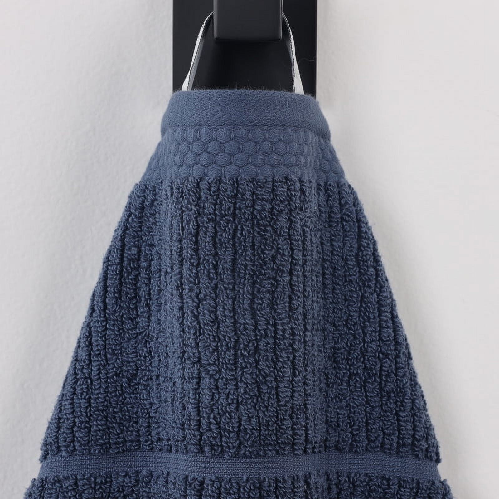 Superior Milo 6 Piece Smart Twist Cotton Hand Towels, Medium Weight Ribbed Design Towels, Navy Blue