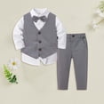 thumbnail image 2 of mgoYE Baby Boy Clothes Outfit Suit Long Sleeve Gentleman Tuxedo Vest Wedding Birthday Party Suit(Grey,6-7 Years), 2 of 4