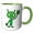 Green/White, variant on 3drose, Funny Cute Green Martian Alien Waving Cartoon, 15oz Mug