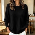 thumbnail image 2 of Hueook Knit Sweaters for Women Crew Neck Long Sleeve Loose Fit Pullover Soft Casual Winter Top Black 2X, 2 of 7