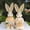 35cm Orange Checkered Rabbit/pair, variant on 【A pair of 35cm straw rabbits】Handmade crafts, pastoral style ornaments, vintage forest-themed home and shop decoration