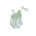 thumbnail image 2 of Aojekbee Baby Girl Summer Jumpsuit Floral Print Patchwork Sleeveless Romper and Headband Set Cute Fashion Clothes Outfits, 2 of 10