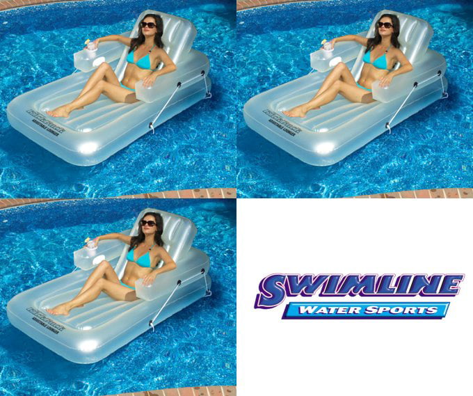 Details about   Swimline Swimming Pool Inflatable Kickback Lounger Adjustable Floats 3 Pack 