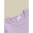 thumbnail image 6 of Baby Girls 2 Piece Outfit Solid Color Ribbed Ruffle Short Sleeve T-Shirt and Elastic Shorts Set Summer Clothes, 6 of 10