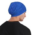 thumbnail image 5 of Naloa Blue Glitter Soft Beanie Hat, Knit Beanie Daily Beanie in Fine Knit for Women Men Winter Travel, Outdoor, 5 of 7