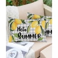 thumbnail image 6 of Hello Summer Throw Pillow Cover 16 x 24 Inch Decorative Pillow Cover Lemon Green Botanical Watercolor Plaid Lumbar Pillowcase Seasonal Rectangle Cushion Case for Couch Sofa Bed Living Room, 6 of 7