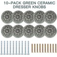 thumbnail image 2 of Paquete de 10 pomos de cerámica para tocador, pomos de cajón retro verdes, tiradores decorativos para gabinete y manijas, 2 of 5