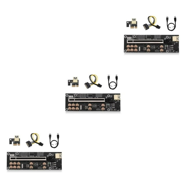 bedienty PCI-E 1X to 16X Adapter Digital Display PCI- Extender Motherboard Black 3Set