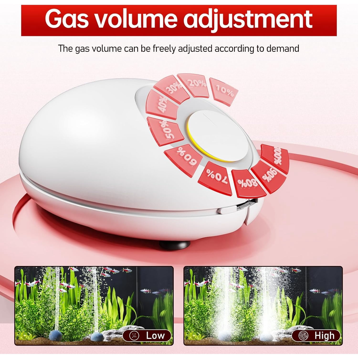 1.5w Ultra Quiet Aquarium Air Pump, Aquarium Aerator Adjustable Airflow, Single Hole Suitable for 40 to 70 GPH Fish Tank