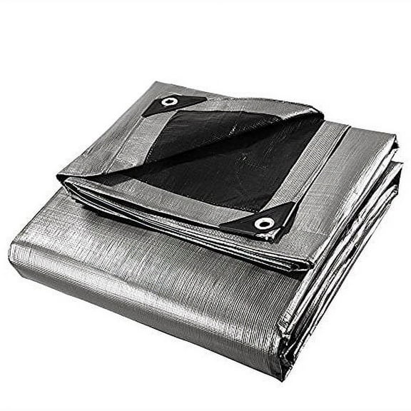 10' x 20' Heavy Duty Silver/Black Waterproof UV Blocking 10 Mil Poly Tarp