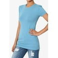 thumbnail image 3 of Women's & Juniors Basic Round Crew Neck Short Sleeve Stretch Cotton Spandex T-Shirts, 3 of 4