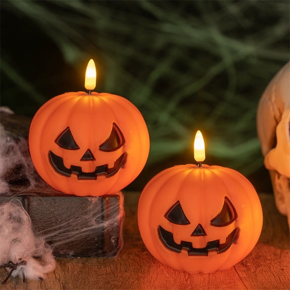 1 PC Mini Jack-o-Lantern Pumpkin Figurine Flameless Candle LED Candle Night Light for Halloween Decor