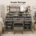 thumbnail image 5 of Ktaxon Large Makeup Vanity, Get Ready with Me GRWM Vanity Table Set w/ Visible Glass Top w/ Charging Station, Gray, 5 of 9