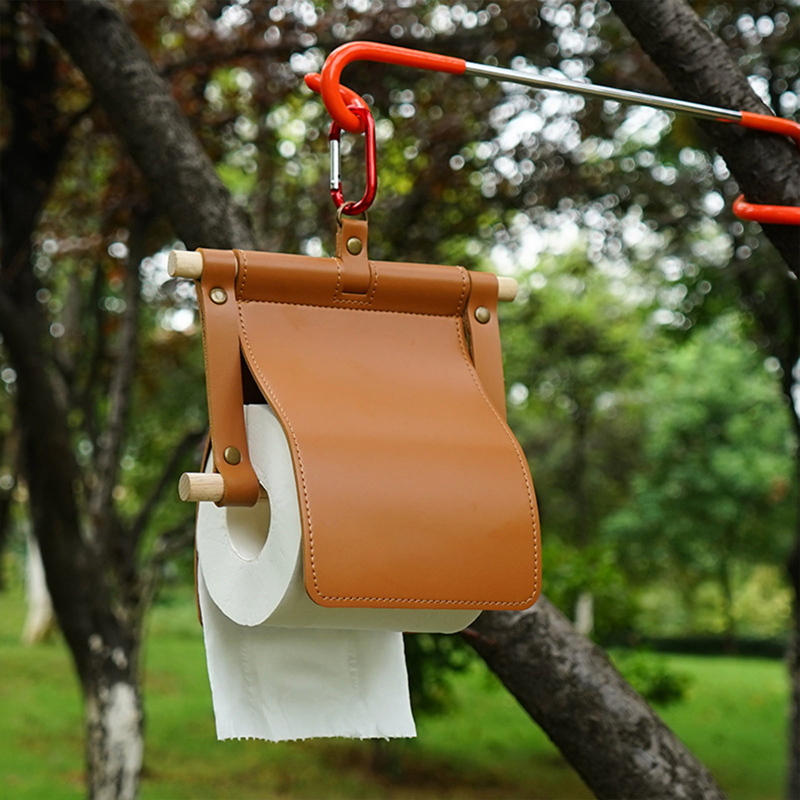 CreativeArrowy Outdoor Paper Towel Rack Organisation Waterproof Brown  Portable PU+Wood Car Tissue Holder