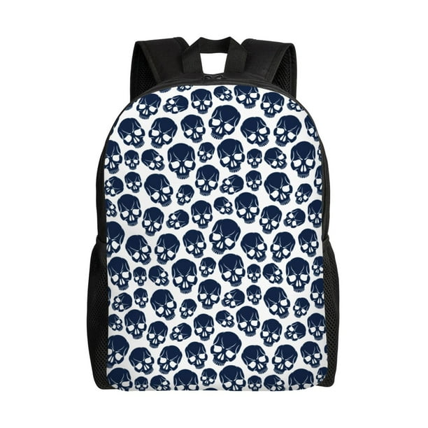 Disketp black Skull white Mochila Unisex de Apertura Lateral Completa, Mochila para Laptop para Escuela, Trabajo y Viajes