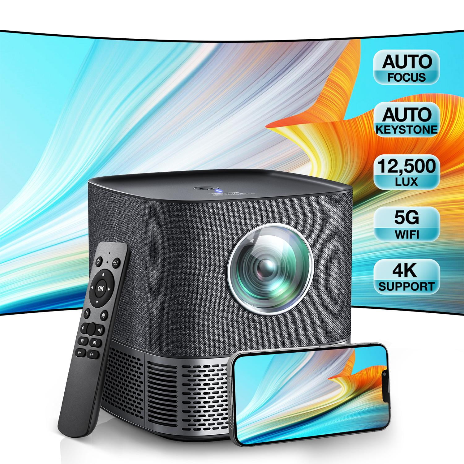 Mini Projector 1080P Portable Projector, Compatible with iOS/Android/ Windows/TV/USB, Black