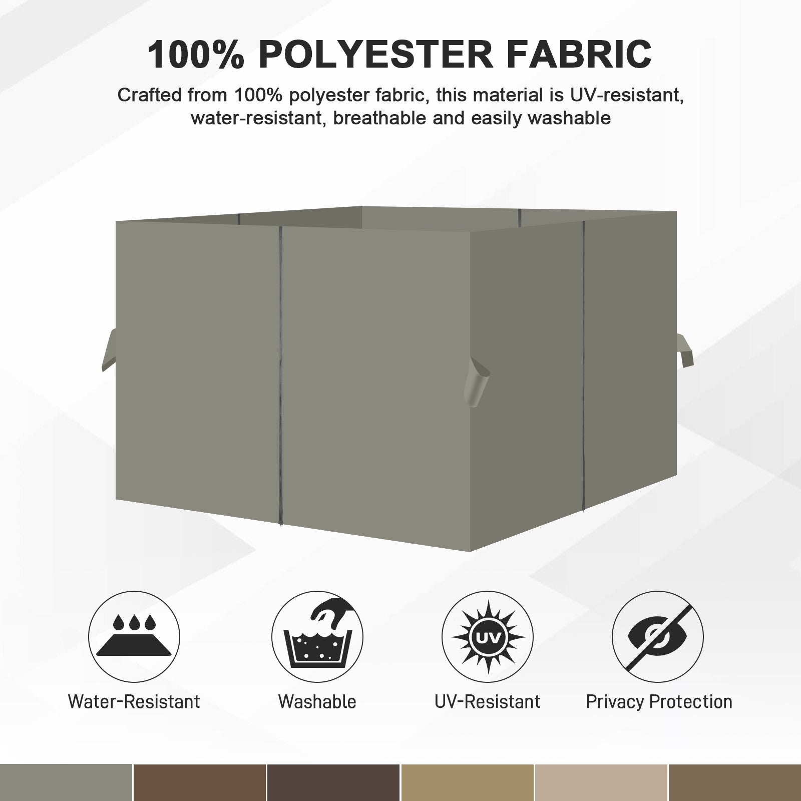 Aoodor 10' x 13' Gazebo Curtain Set Protecting Privacy Side Walls 4 Panels, Curtain Only - Grey