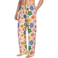 thumbnail image 3 of Kdxio Groovy Daisy Flowers Print Men's Sleep Pajama Pant Lounge Pants with Pockets, 3 of 8