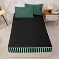 thumbnail image 4 of Castle Fairy Abstract Vertical Stripe Zipper Full Size Comforter Sets with Fitted Sheet and 2 Pillowcases,Minimalist Thin Line Zipper Bedding Set,Mint Green Black,Reversible, 4 of 5