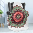 thumbnail image 4 of East Soft Flannel Fleece Throw Blanket, Vintage Style Traditional Round Motif with Swirly Floral Details in Retro Colors, Cozy Plush for Indoor and Outdoor Use, 50" x 70", Multicolor, by Ambesonne, 4 of 5