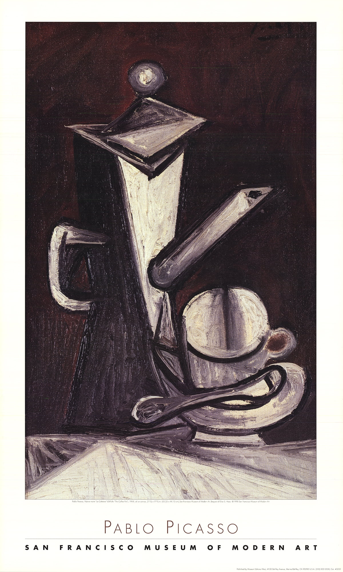 PABLO PICASSO Still Life "The Coffee Pot" 37" x 22.5" Poster 1998 Cubism  Black & White, Gray Cup, Spoon - Walmart.com - Walmart.com