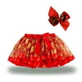 thumbnail image 1 of IROINNID Mini Tutu Skirt For Girl Children's Clothing Christmas Skirt Printing Cartoon Elk Christmas Tree Mesh Skirt, Yellow, 1 of 8