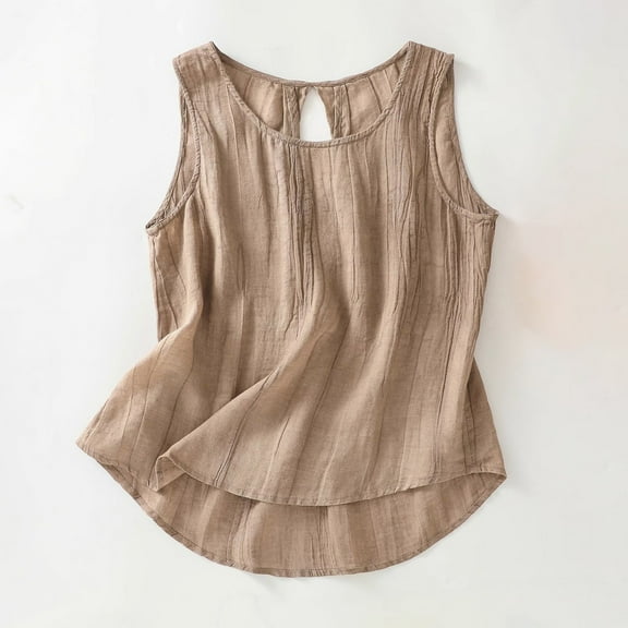 Women's Tank Tops Loose Fit Long Summer Cotton And Linen Camisole Sleeveless Solid Color Casual T-shirt Camisole