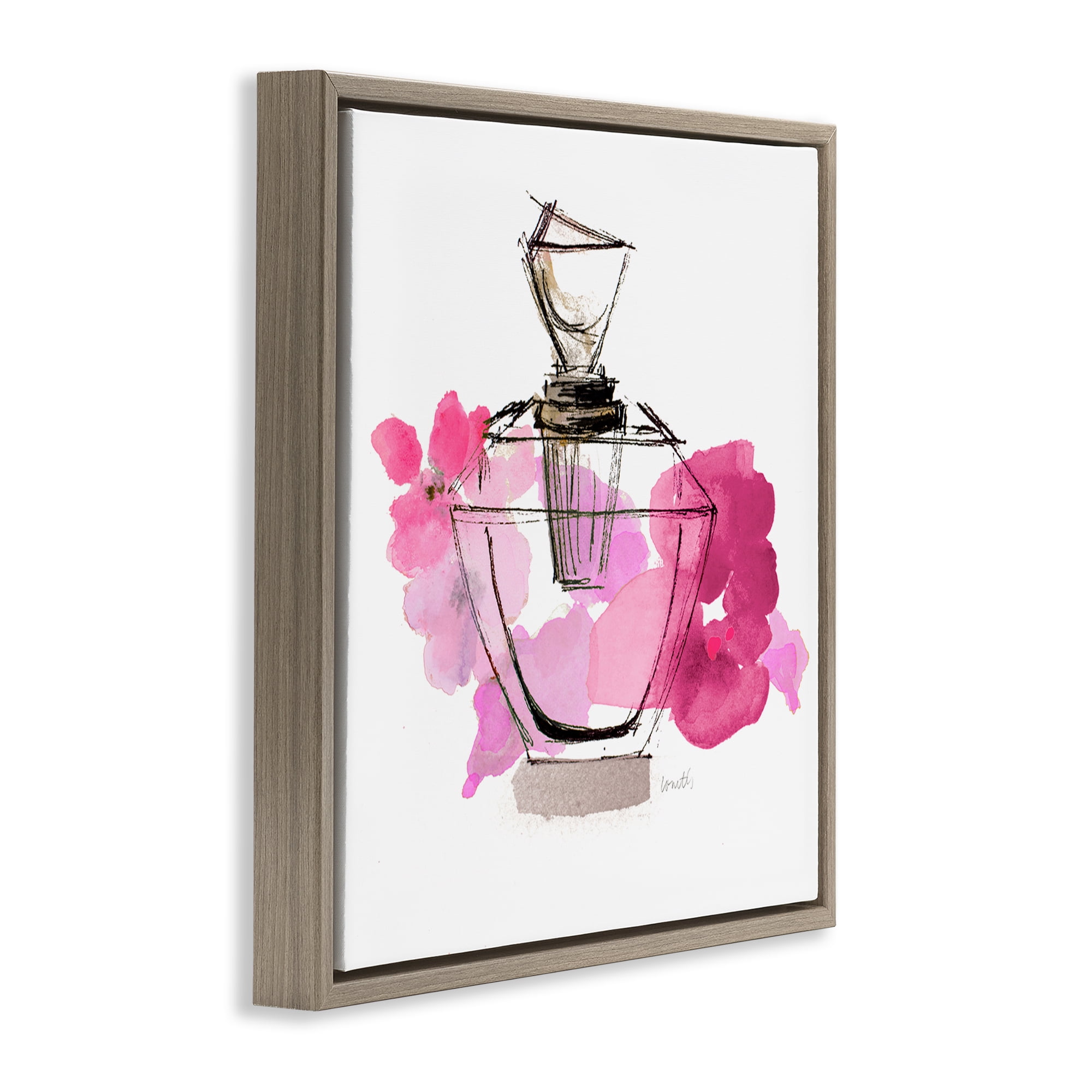 Stupell Industries Sketched Doodle Perfume Fashion Painting Brown Floater Framed Canvas Art Print Wall Art, 25 x 25