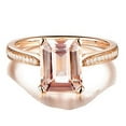 thumbnail image 2 of Limited Time Sale: Antique 1.25 Carat Peach Pink Morganite (emerald cut Morganite) and Diamond Engagement Ring in 10k Rose Gold, 2 of 3